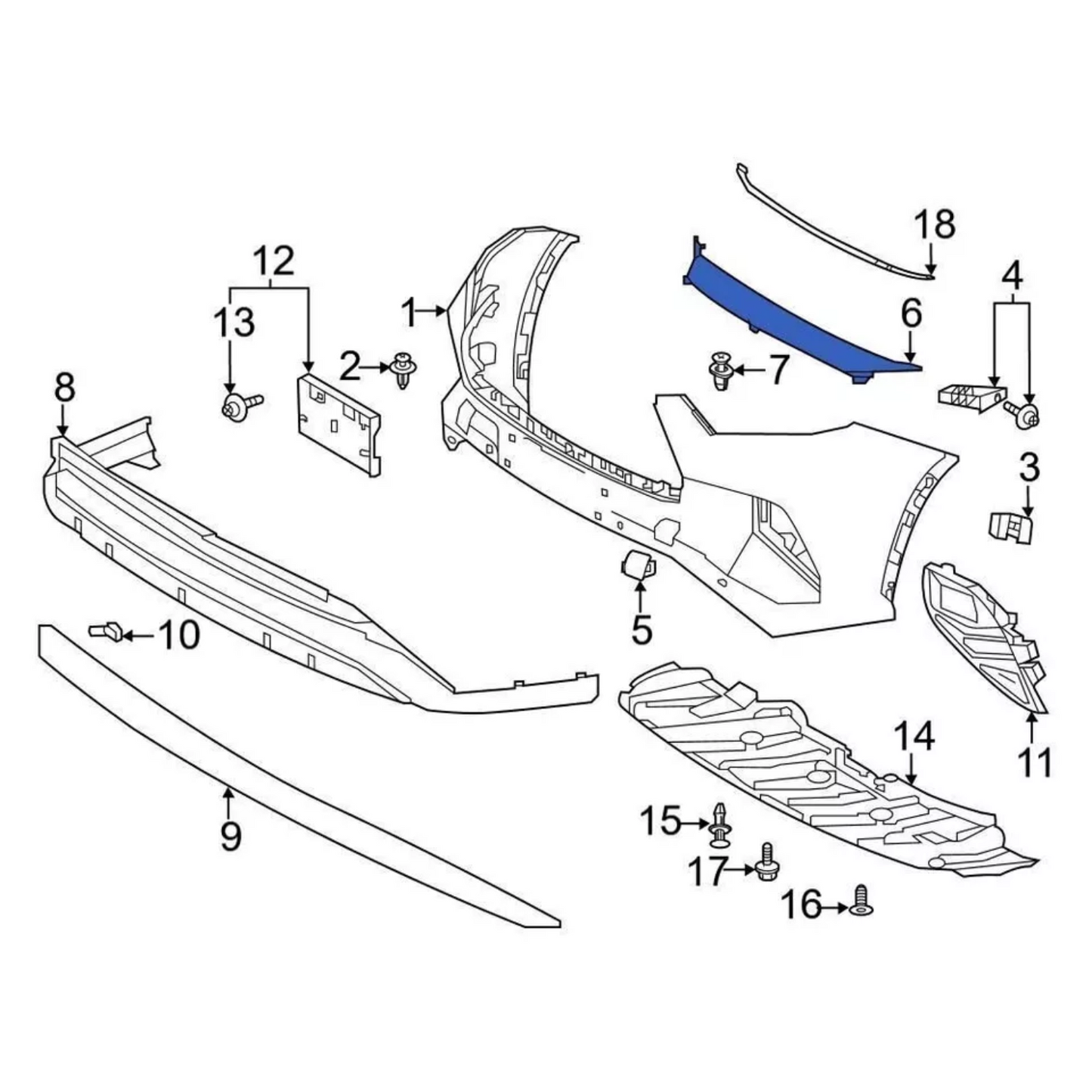 Genuine! 2020-2023 Toyota Highlander Platinum Front Bumper Trim 52711-0E900 OEM