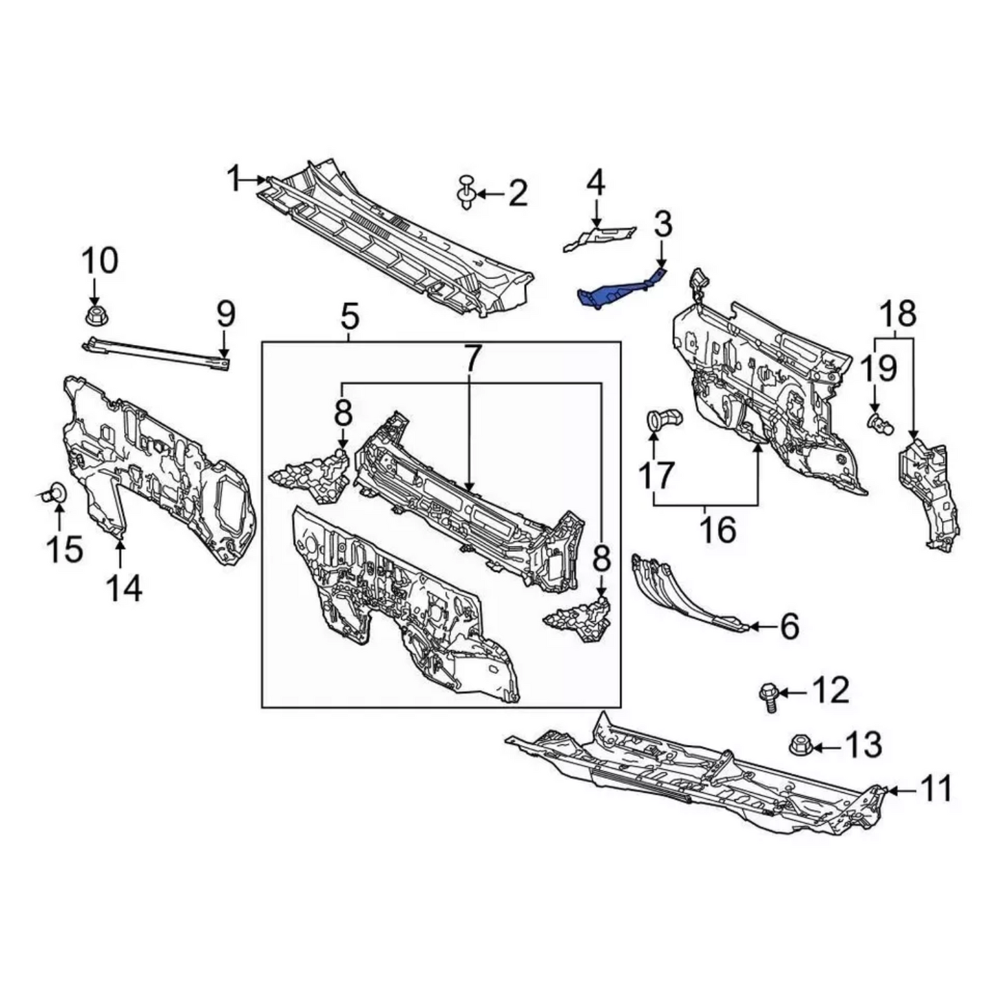 2020-2023 TOYOTA HIGHLANDER FRONT LEFT & PASSENGER SIDE WIPER TRIM SIDE SEAL OEM